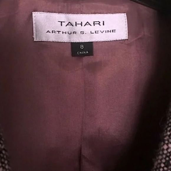Tahari Suit Pink Black Grey Tweed Peplum Blazer - Picture 9 of 16